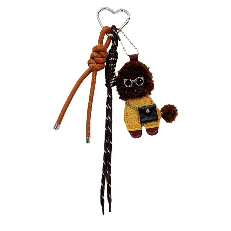Creative Curly Leather Puppy Keychain