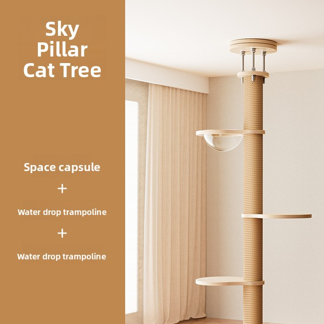 Multi-Level Solid Wood Cat Tree with Cozy Nest