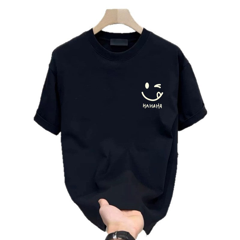 Mens Short Sleeve Ice Silk Round Neck Tshirt with Prints
