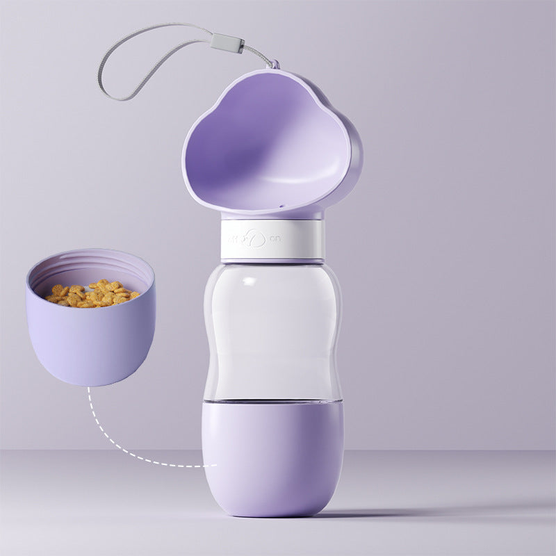 Portable Pet Water Bottle with Feeding Bowl – 360° Rotating