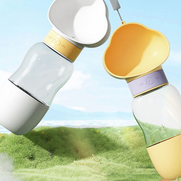 Portable Pet Water Bottle with Feeding Bowl