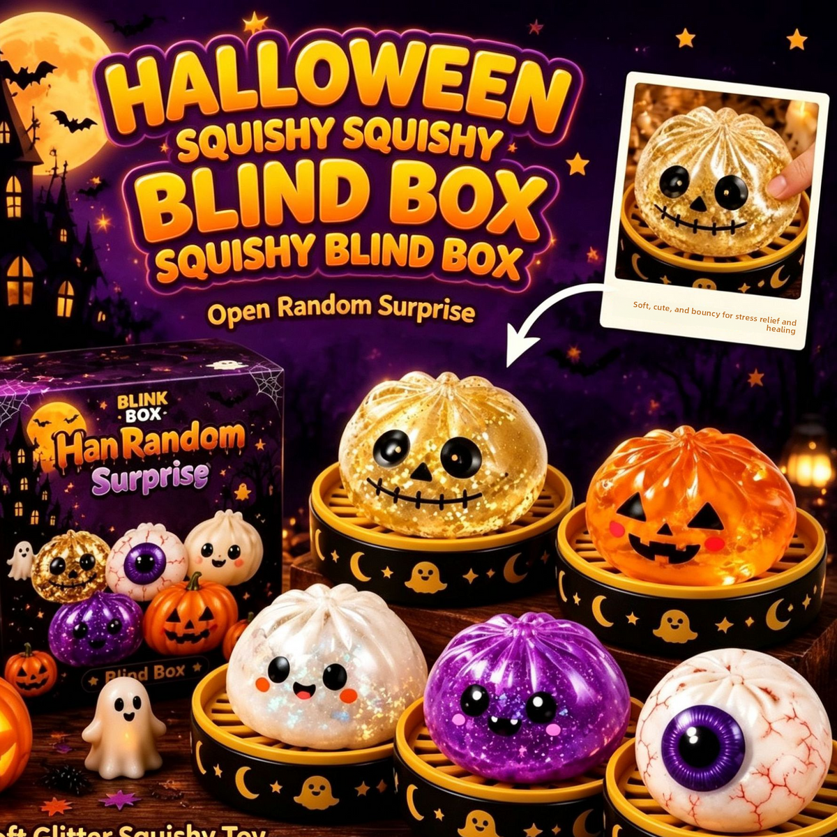 Halloween dumplings, scary buns, rebound stress-relieving toys