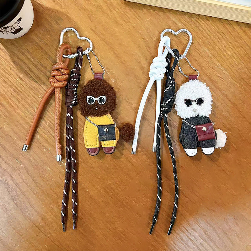 Creative Curly Leather Puppy Keychain