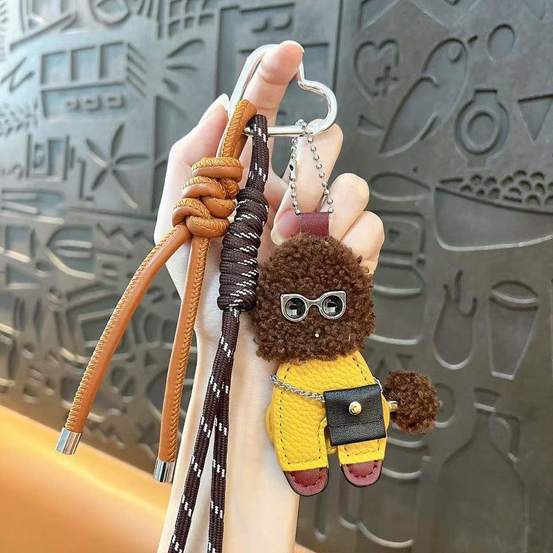 Creative Curly Leather Puppy Keychain