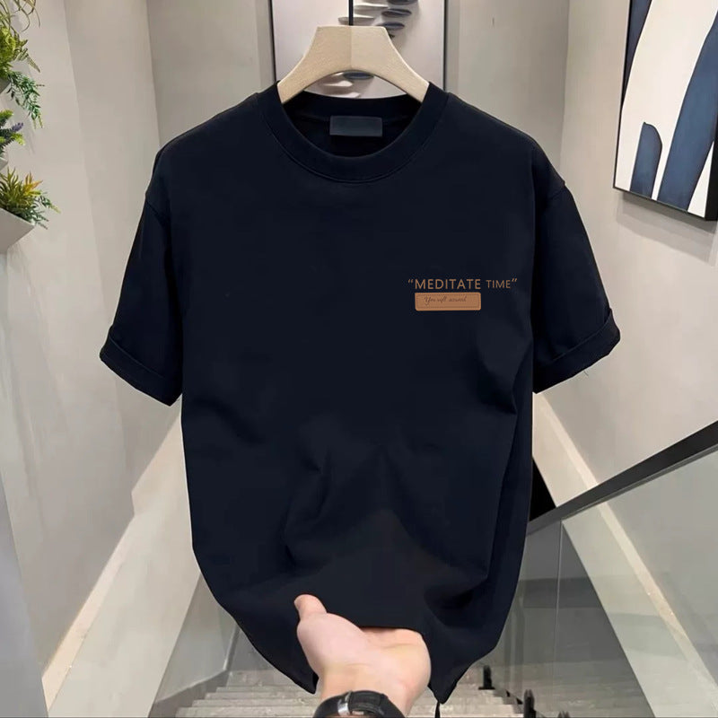 Mens Short Sleeve Ice Silk Round Neck Tshirt with Prints