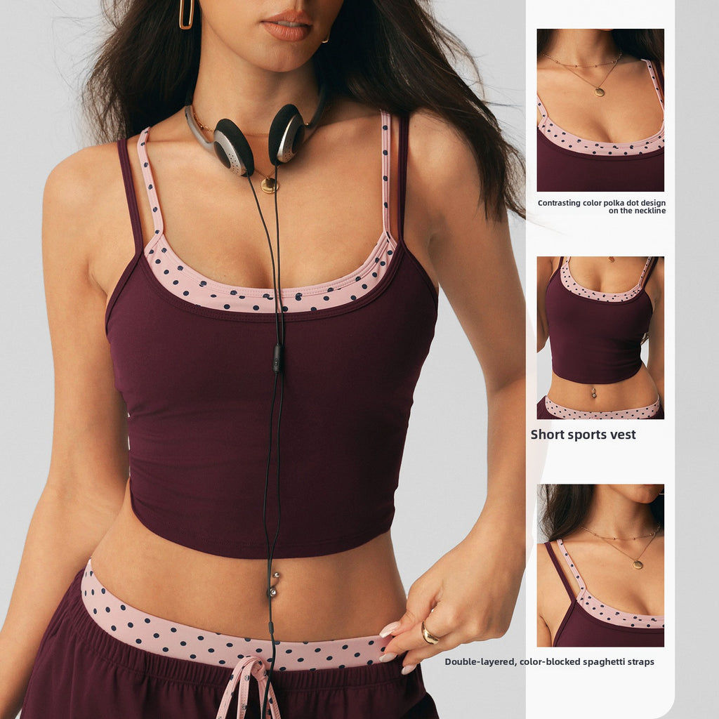 Slim-Fit Color-Blocked Sports Two-Piece Vest Bra