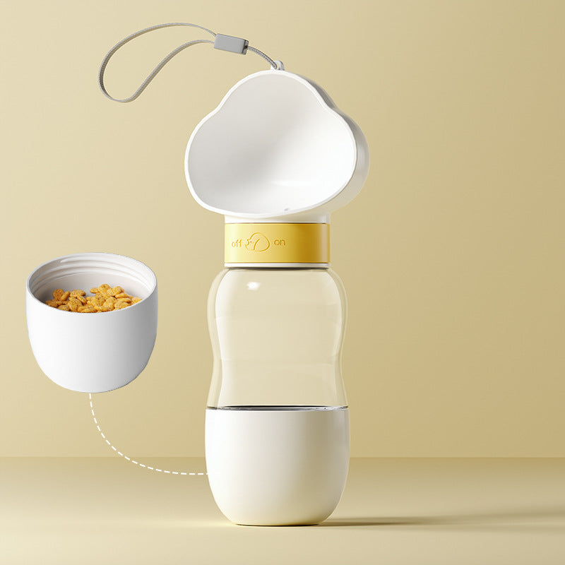 Portable Pet Water Bottle with Feeding Bowl – 360° Rotating