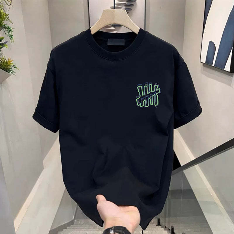Mens Short Sleeve Ice Silk Round Neck Tshirt with Prints