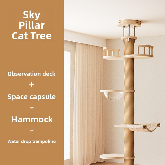 Multi-Level Solid Wood Cat Tree with Cozy Nest