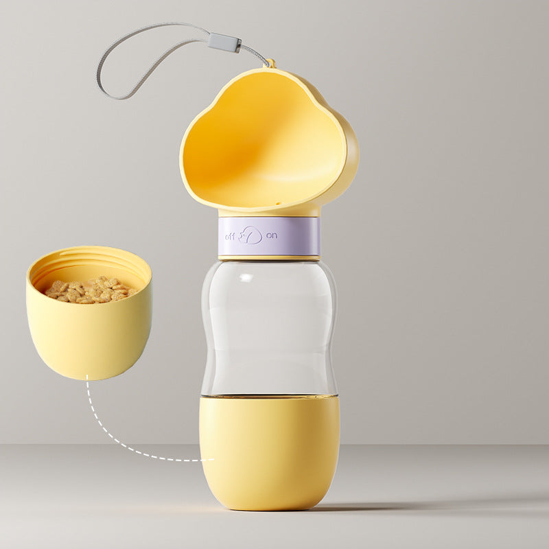 Portable Pet Water Bottle with Feeding Bowl – 360° Rotating