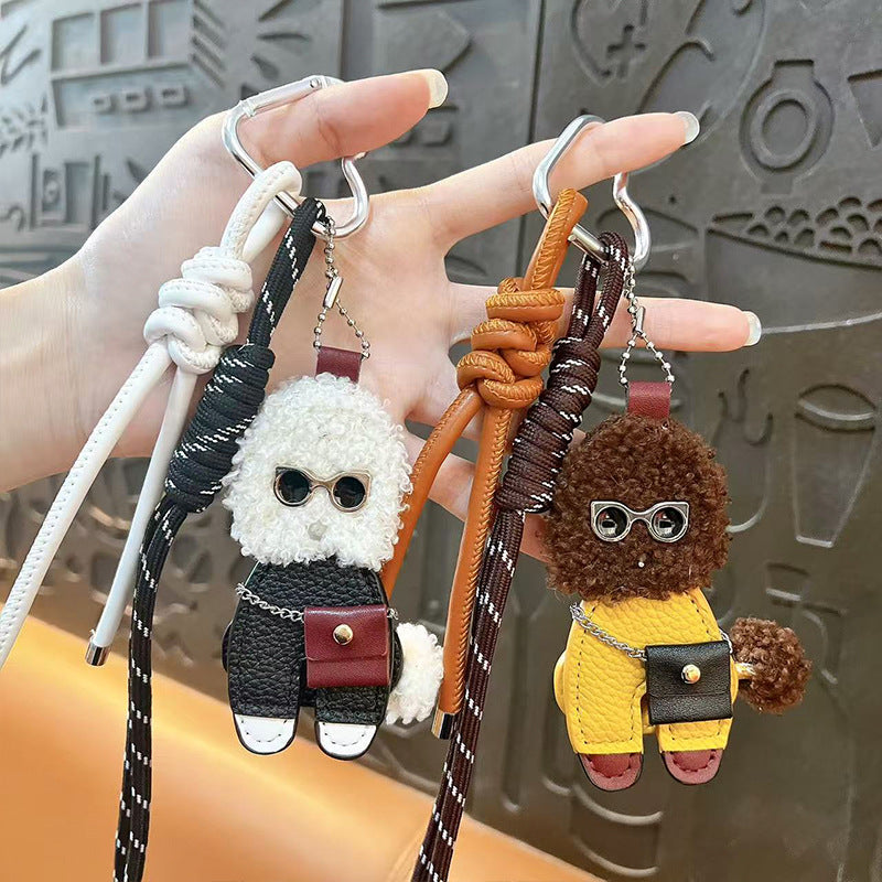 Creative Curly Leather Puppy Keychain