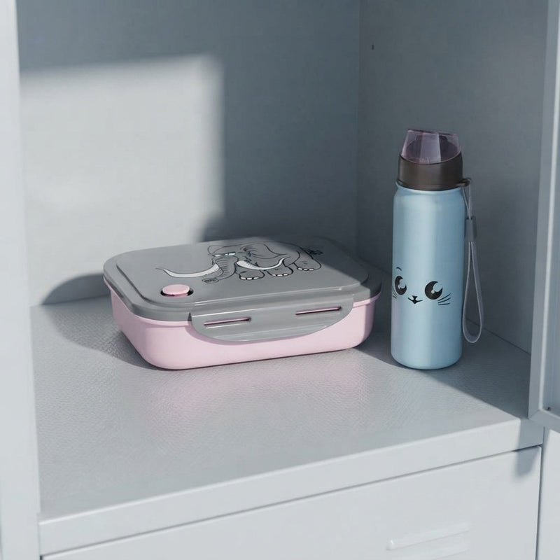 Cartoon Elephant Kids Bento Box And Water Bottle Set